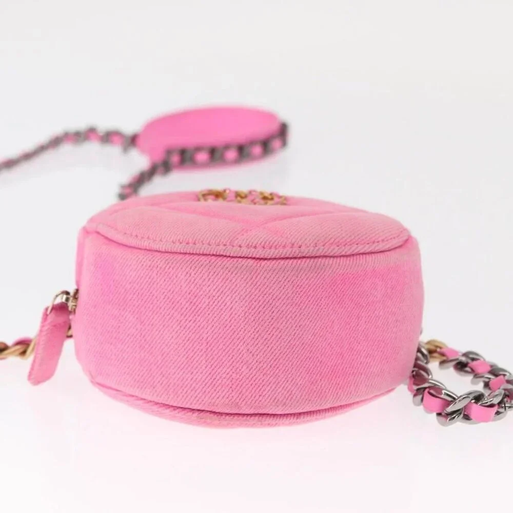 CHANEL Matelasse Chain Shoulder Bag Canvas Pink Gold CC Auth bs32090 - Picture 9 of 16